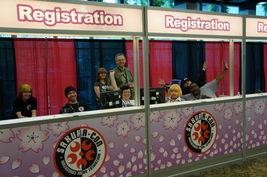 Photo of the elusive Thomas behind the registration booth at ANCEA’s Sakura-Con. Photo by Alexis Leynes